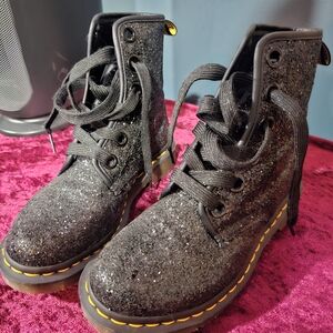 Dr. Martens Glitter Black Combat Boots